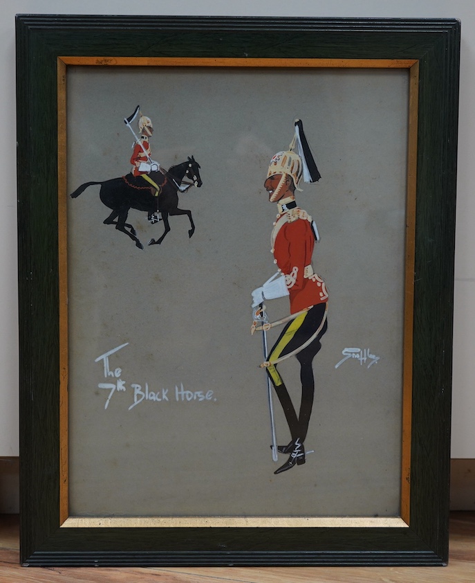 Charles Johnson Payne (1884-1967) 'Snaffles', gouache, 'The 7th Black Horse', signed and inscribed, 34 x 25cm. Condition - fair, some spots of foxing